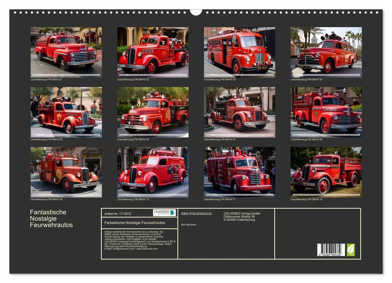 Bild: 9783383905339 | Fantastische Nostalgie Feurwehrautos (Wandkalender 2025 DIN A2...