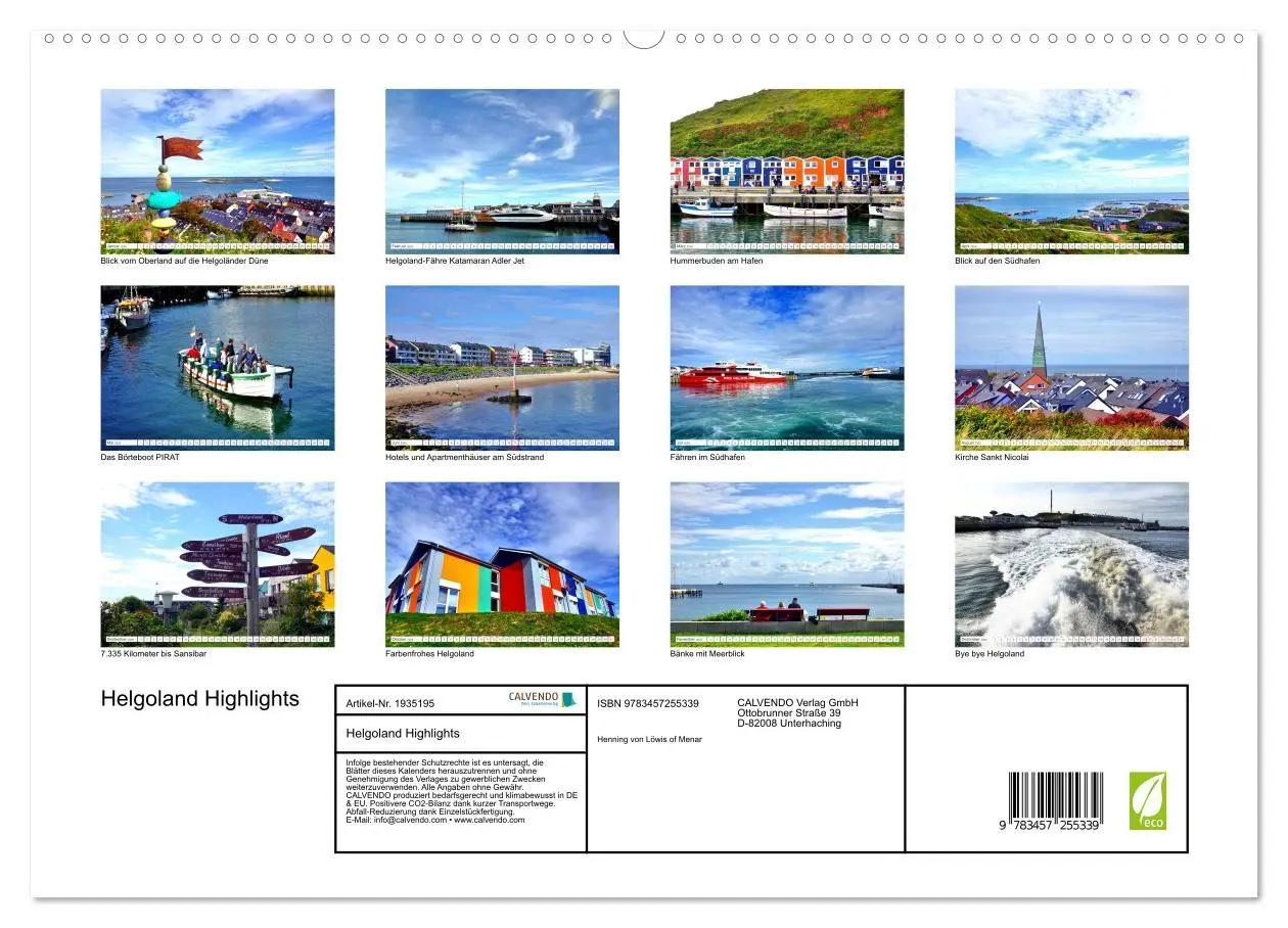 Bild: 9783457255339 | Helgoland Highlights (hochwertiger Premium Wandkalender 2026 DIN A2...