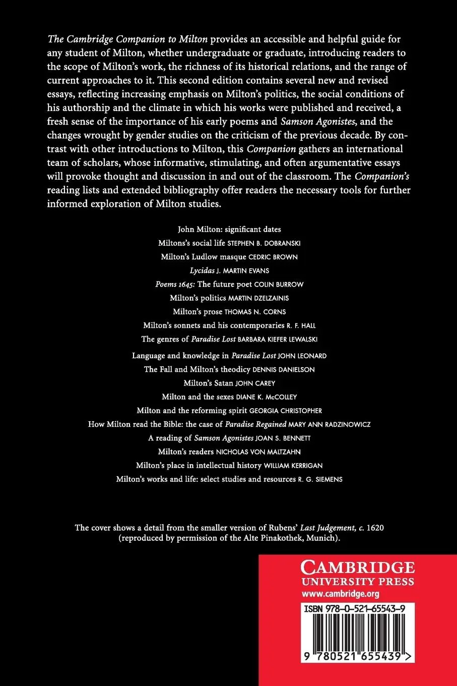 Rückseite: 9780521655439 | The Cambridge Companion to Milton | Dennis Danielson | Taschenbuch