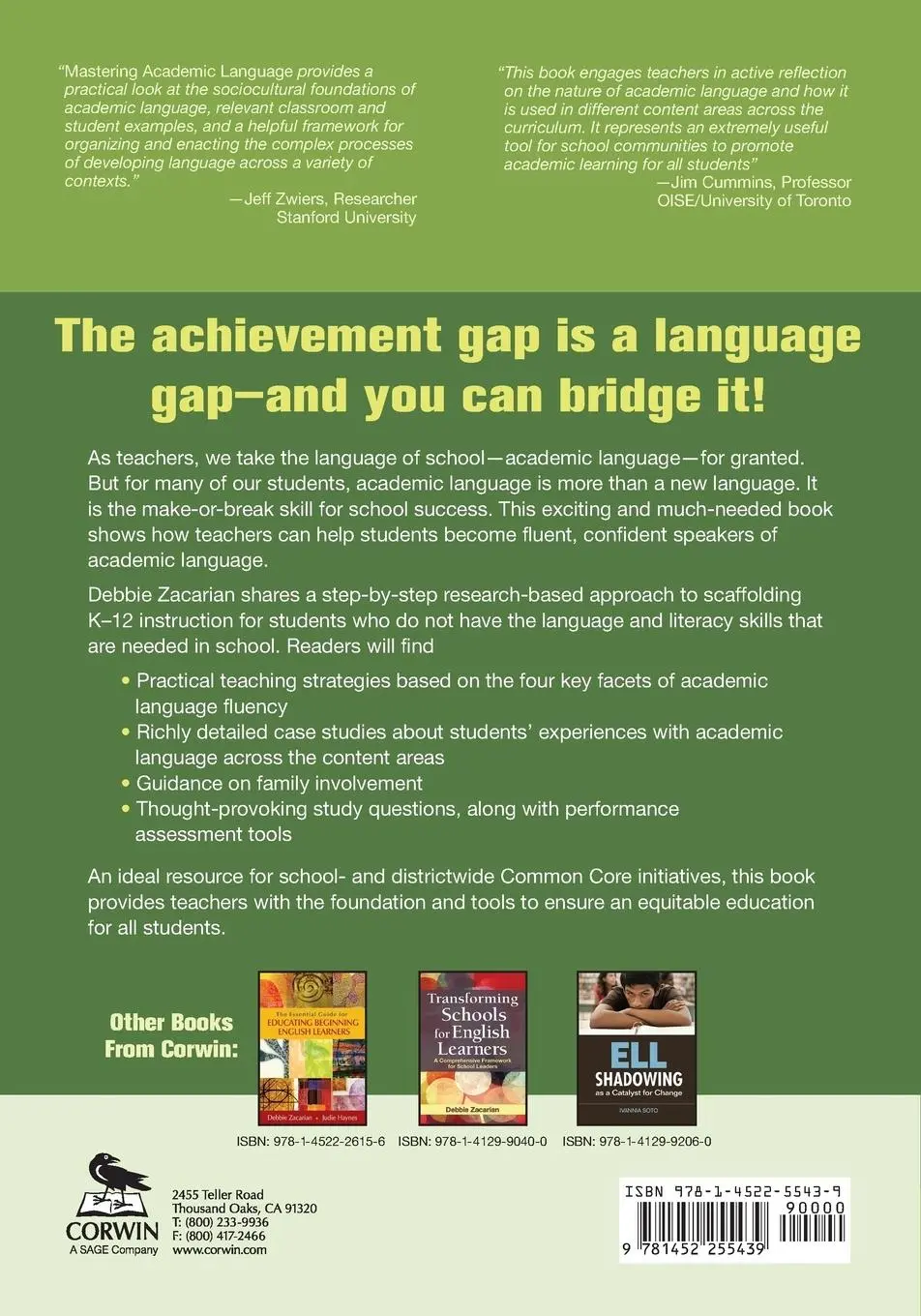 Rückseite: 9781452255439 | Mastering Academic Language | Debbie Zacarian | Taschenbuch | Englisch