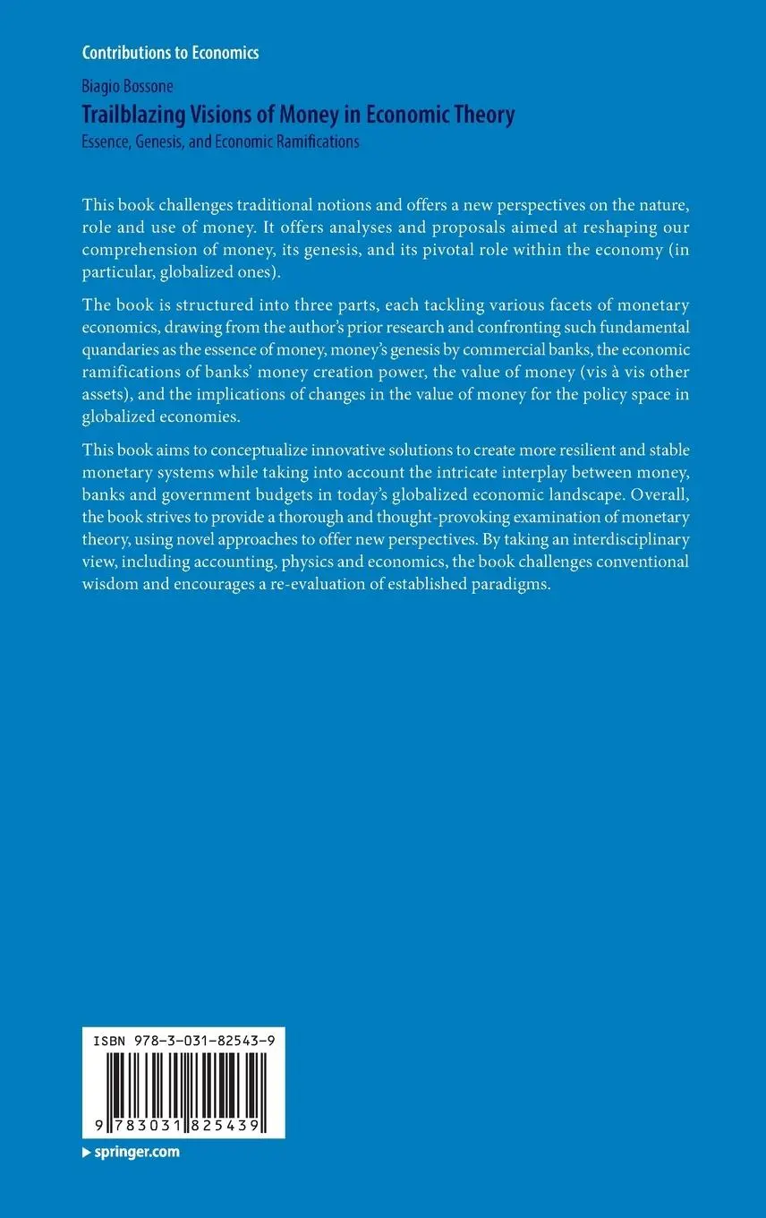 Rückseite: 9783031825439 | Trailblazing Visions of Money in Economic Theory | Biagio Bossone