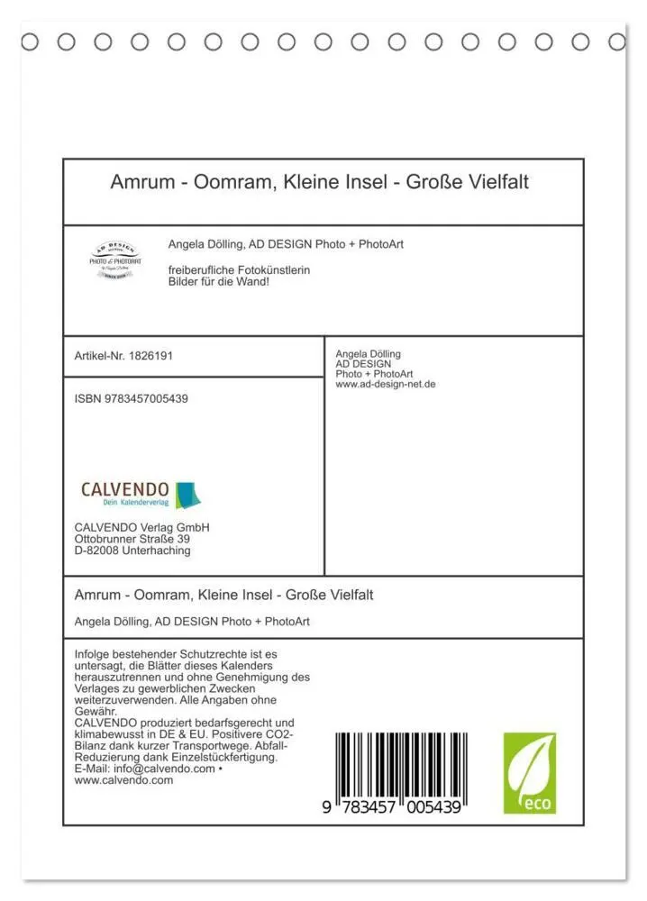 Bild: 9783457005439 | Amrum - Oomram, Kleine Insel - Große Vielfalt (Tischkalender 2025...