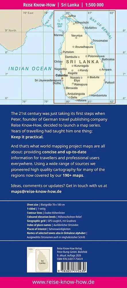 Bild: 9783831775439 | Reise Know-How Landkarte Sri Lanka (1:500.000) | (Land-)Karte | 1 S.