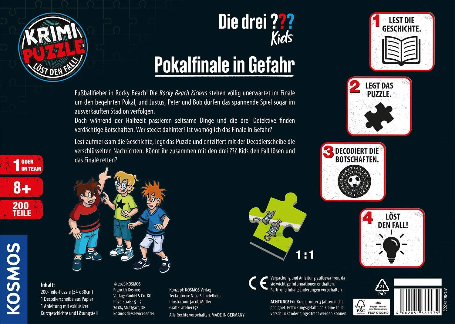 Bild: 4002051685539 | Krimi-Puzzle: Die drei ??? Kids - Pokalfinale in Gefahr - 200 Teile