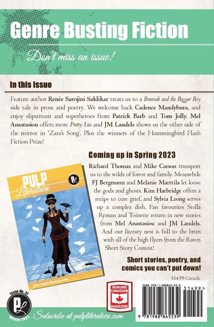 Rückseite: 9781988865539 | Pulp Literature Winter 2023 | Issue 37 | Saklikar (u. a.) | Buch