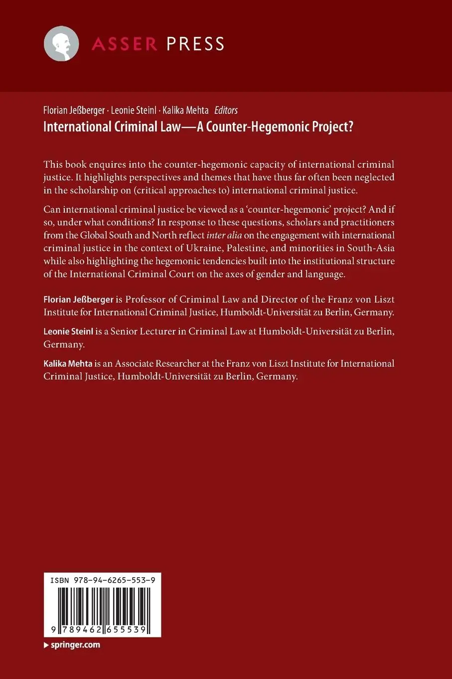 Rückseite: 9789462655539 | International Criminal Law-A Counter-Hegemonic Project? | Taschenbuch