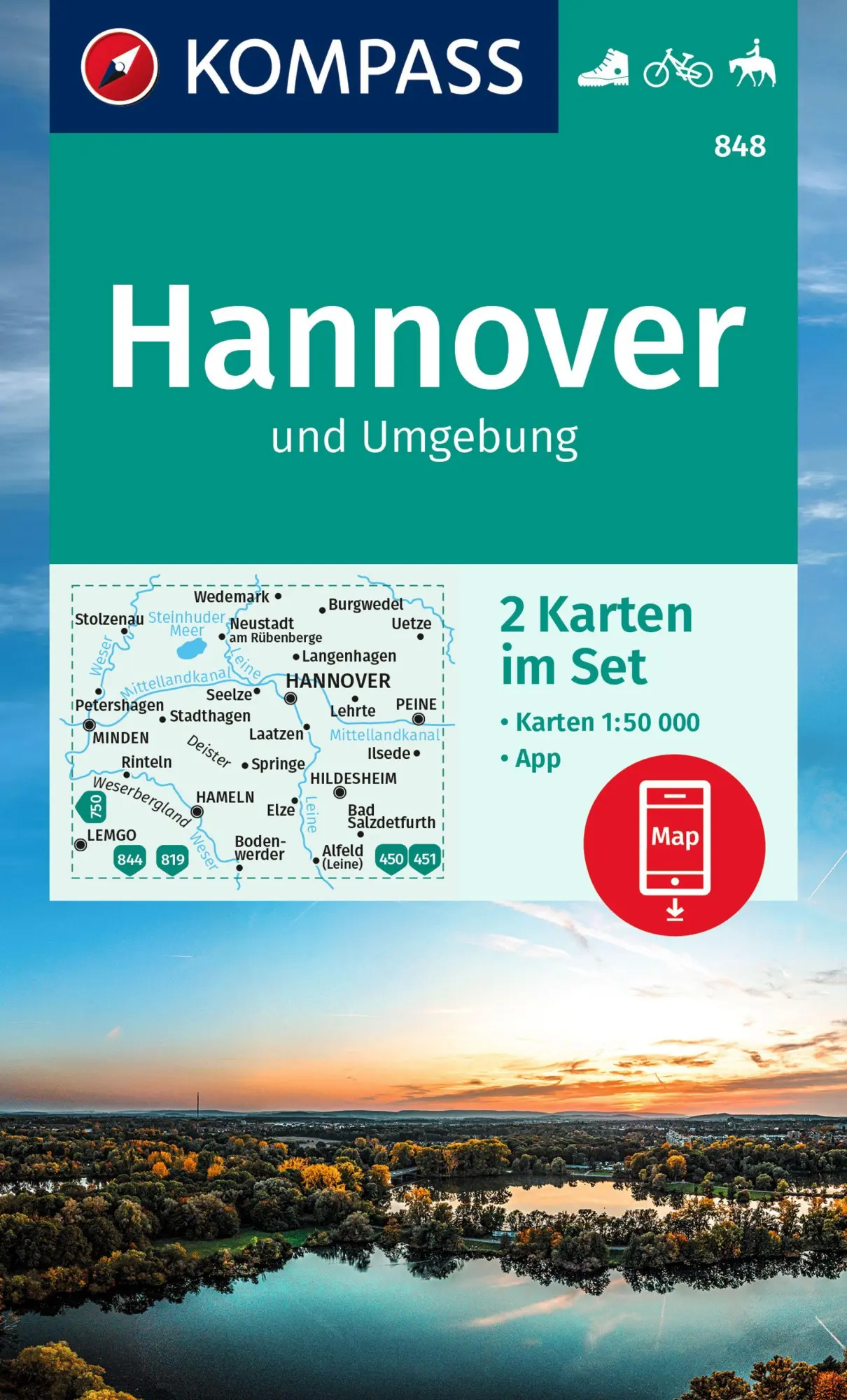 Cover: 9783991215639 | KOMPASS Wanderkarten-Set 848 Hannover und Umgebung (2 Karten) 1:50.000