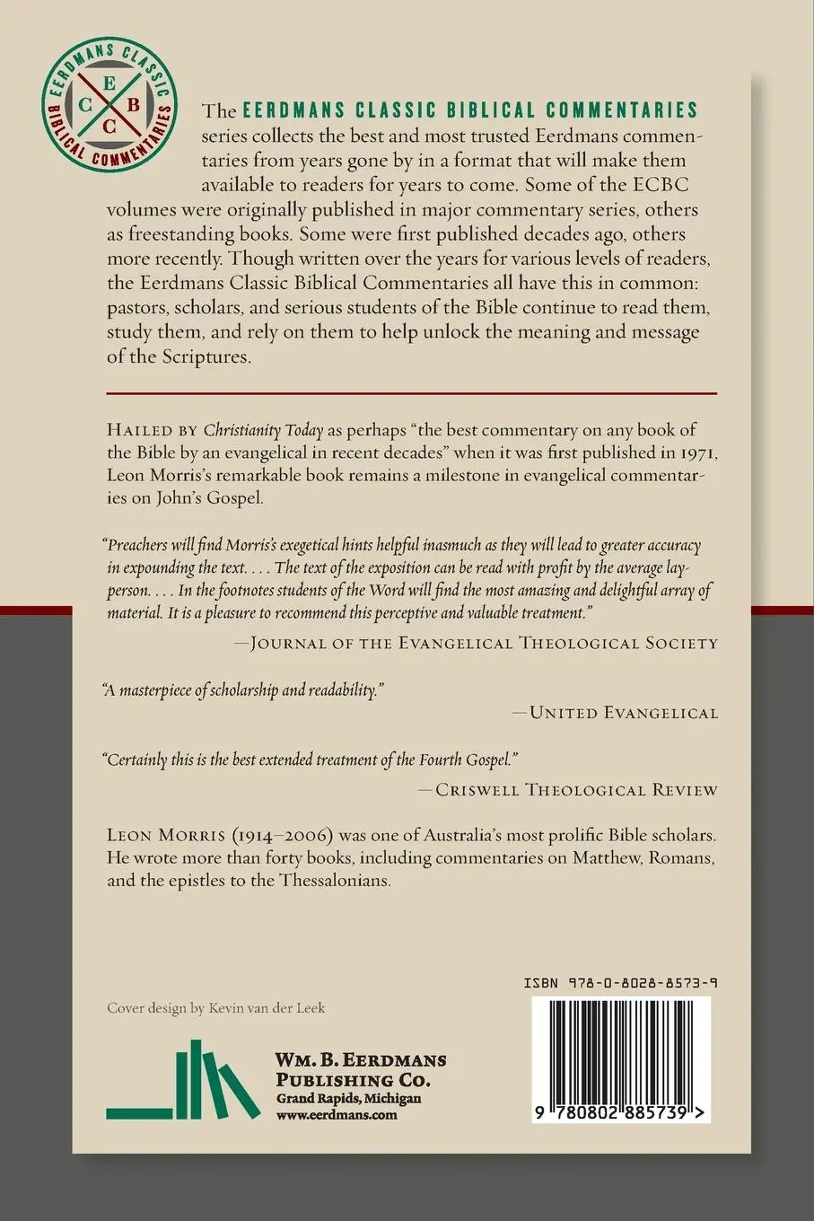 Rückseite: 9780802885739 | The Gospel according to John | Leon Morris | Taschenbuch | Englisch