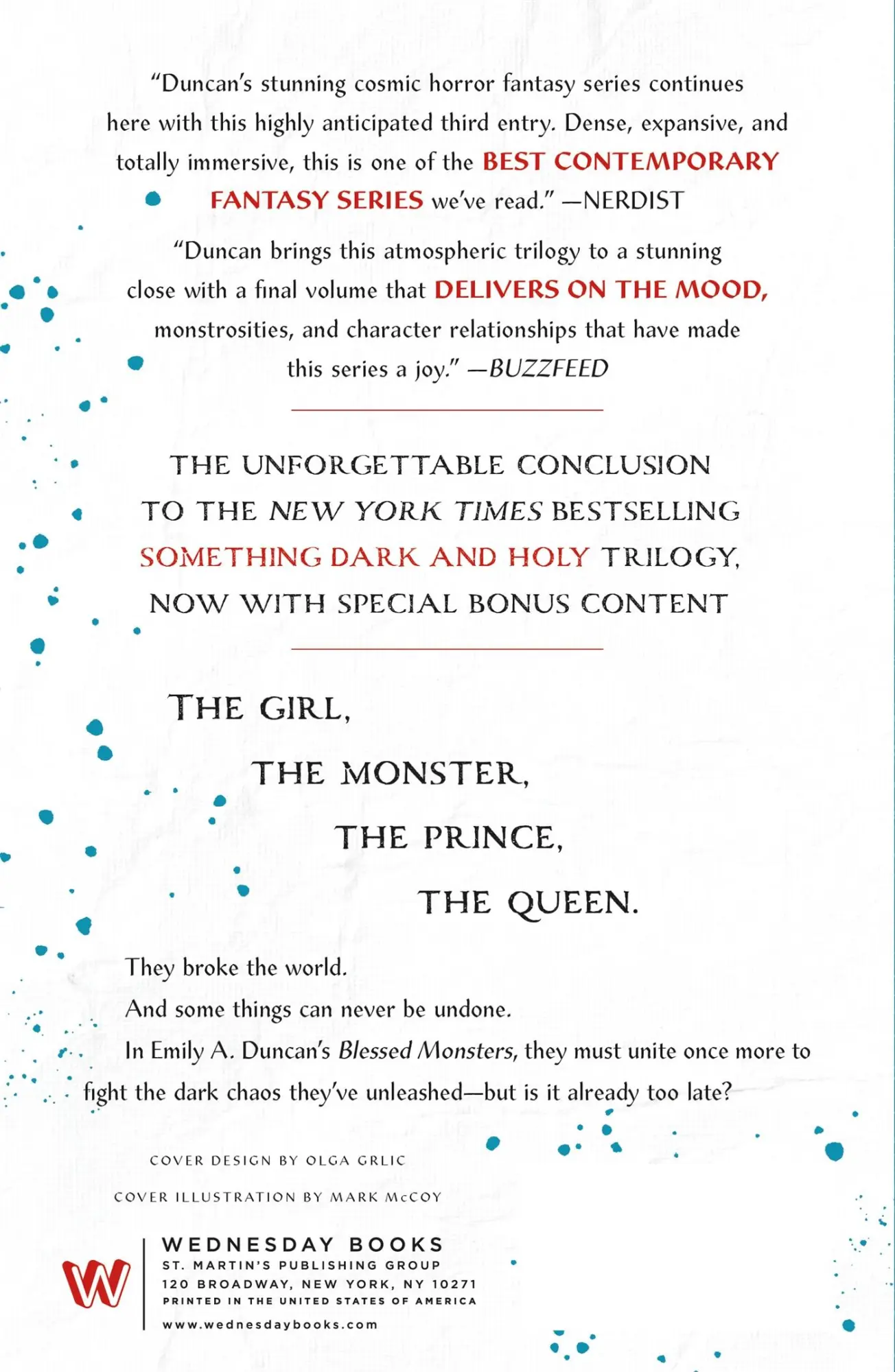 Rückseite: 9781250195739 | Blessed Monsters | Emily A. Duncan | Taschenbuch | Wednesday Books