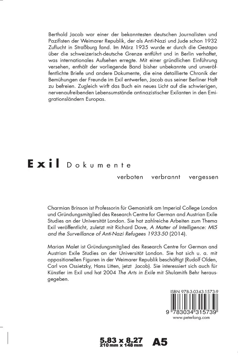 Rückseite: 9783034315739 | 'Warum schweigt die Welt?' Die Entführung von Berthold Jacob | Buch
