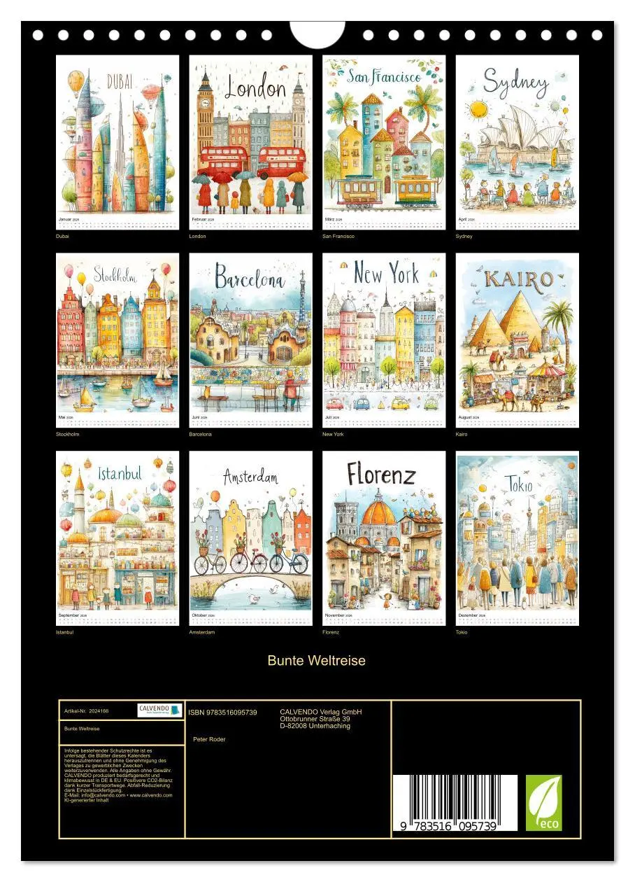 Bild: 9783516095739 | Bunte Weltreise (Wandkalender 2026 DIN A4 hoch), CALVENDO...
