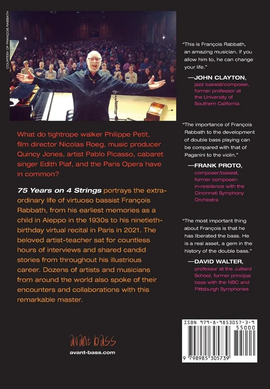 Rückseite: 9798985305739 | 75 Years on 4 Strings | The Life and Music of François Rabbath | Sturm