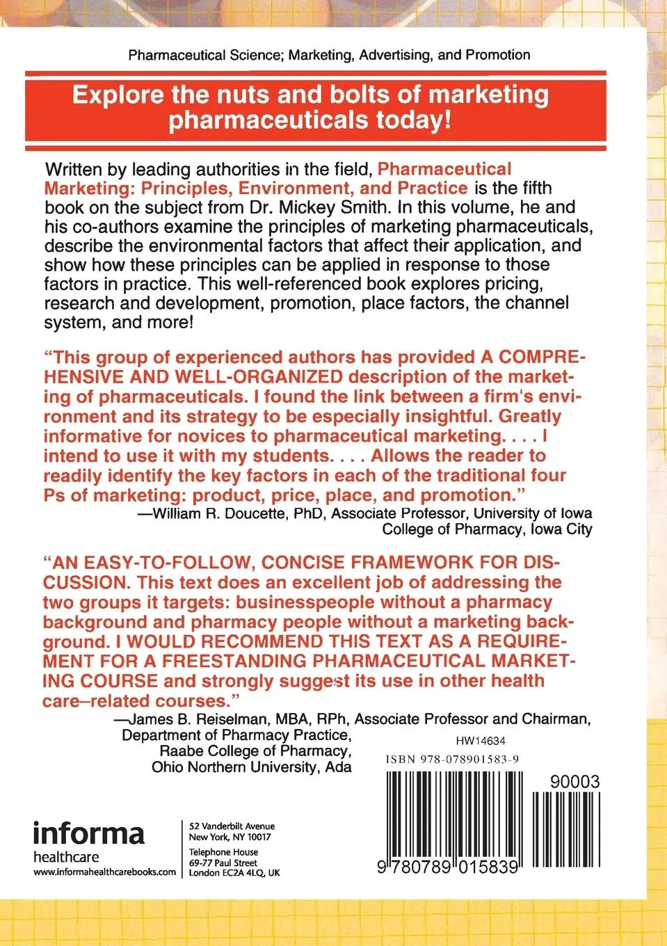 Rückseite: 9780789015839 | Pharmaceutical Marketing | Principles, Environment, and Practice