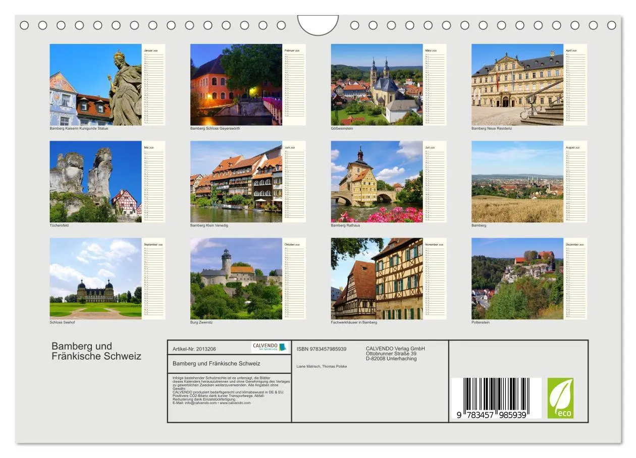 Bild: 9783457985939 | Bamberg und Fränkische Schweiz (Wandkalender 2026 DIN A4 quer),...