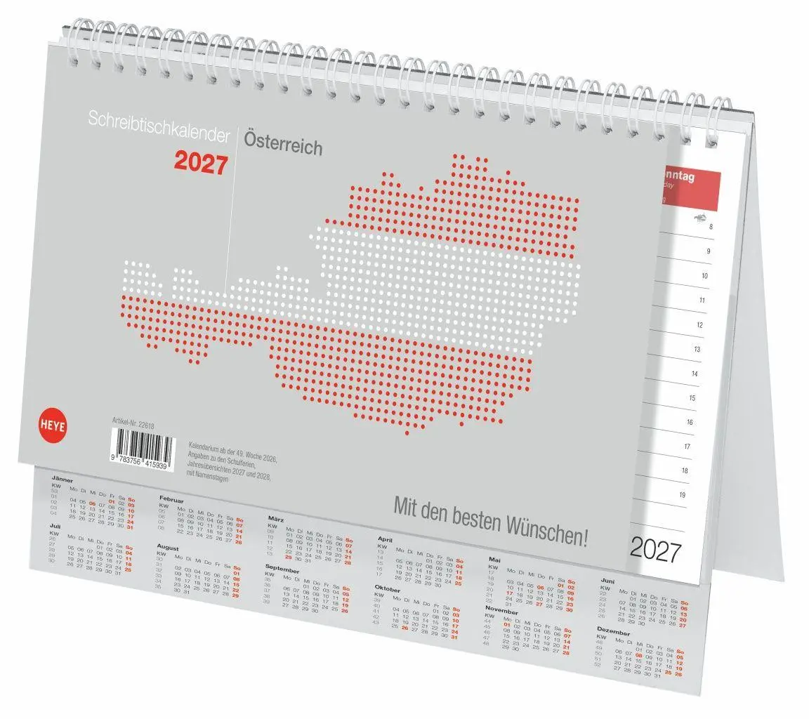 Cover: 9783756415939 | Schreibtischkalender Österreich groß 2027 | Heye | Kalender | 61 S.