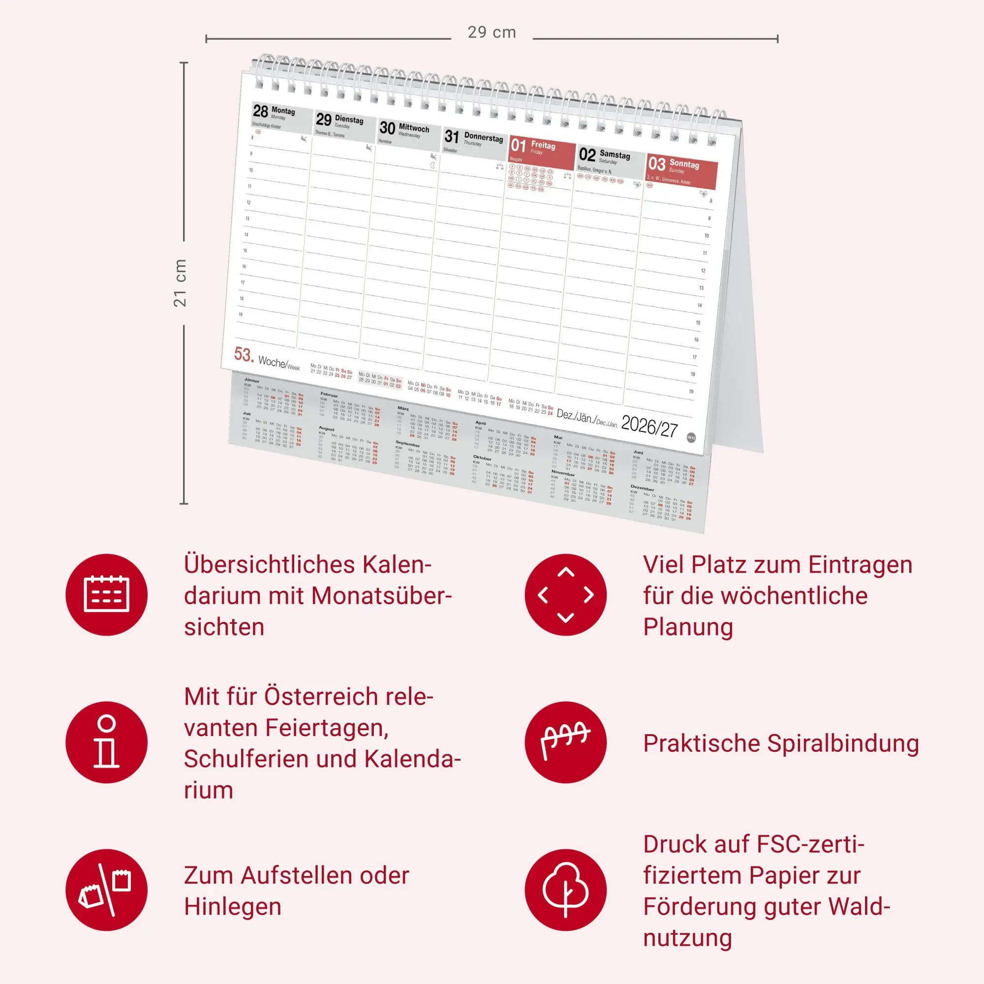 Bild: 9783756415939 | Schreibtischkalender Österreich groß 2027 | Heye | Kalender | 61 S.