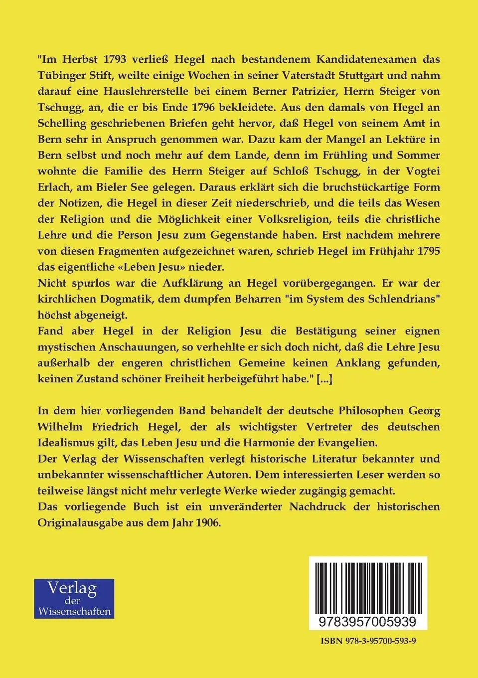 Rückseite: 9783957005939 | Das Leben Jesu | Harmonie der Evangelien nach eigener Übersetzung