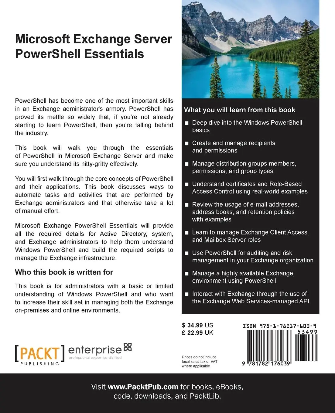 Rückseite: 9781782176039 | Microsoft Exchange Server PowerShell Essentials | Biswanath Banerjee