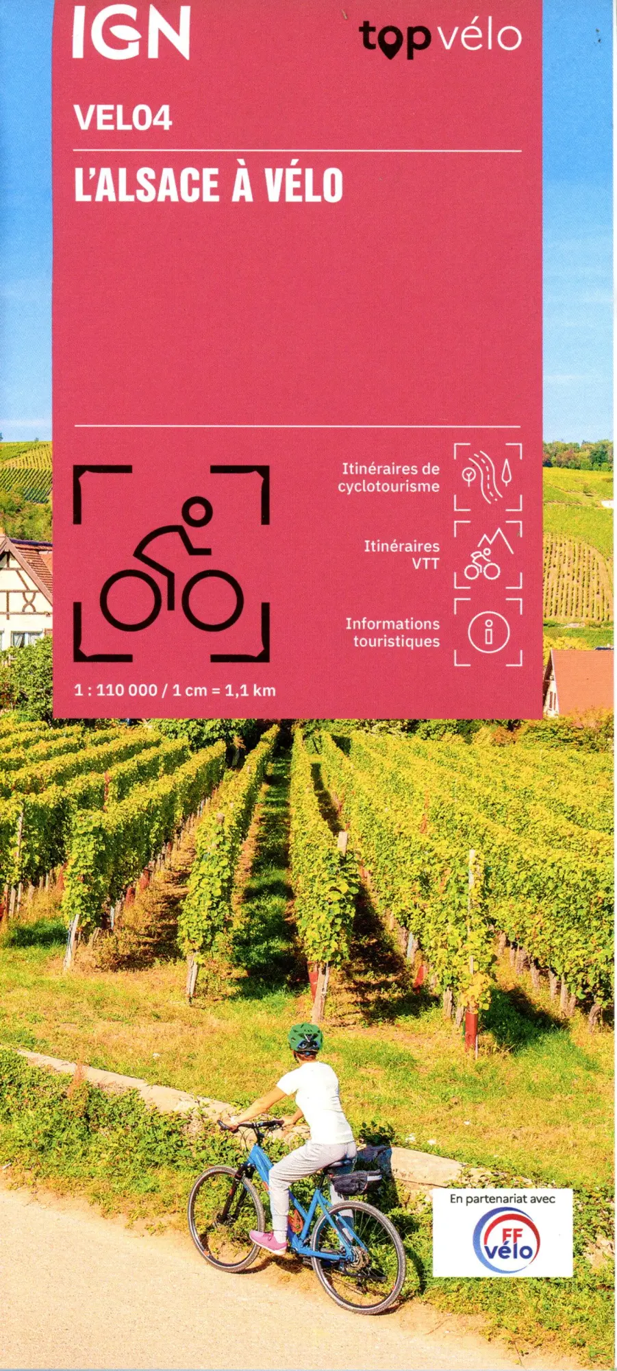Cover: 9782758556039 | L'Alsace à Vélo | 1:110000 | (Land-)Karte | IGN Vélo | Deutsch | 2024