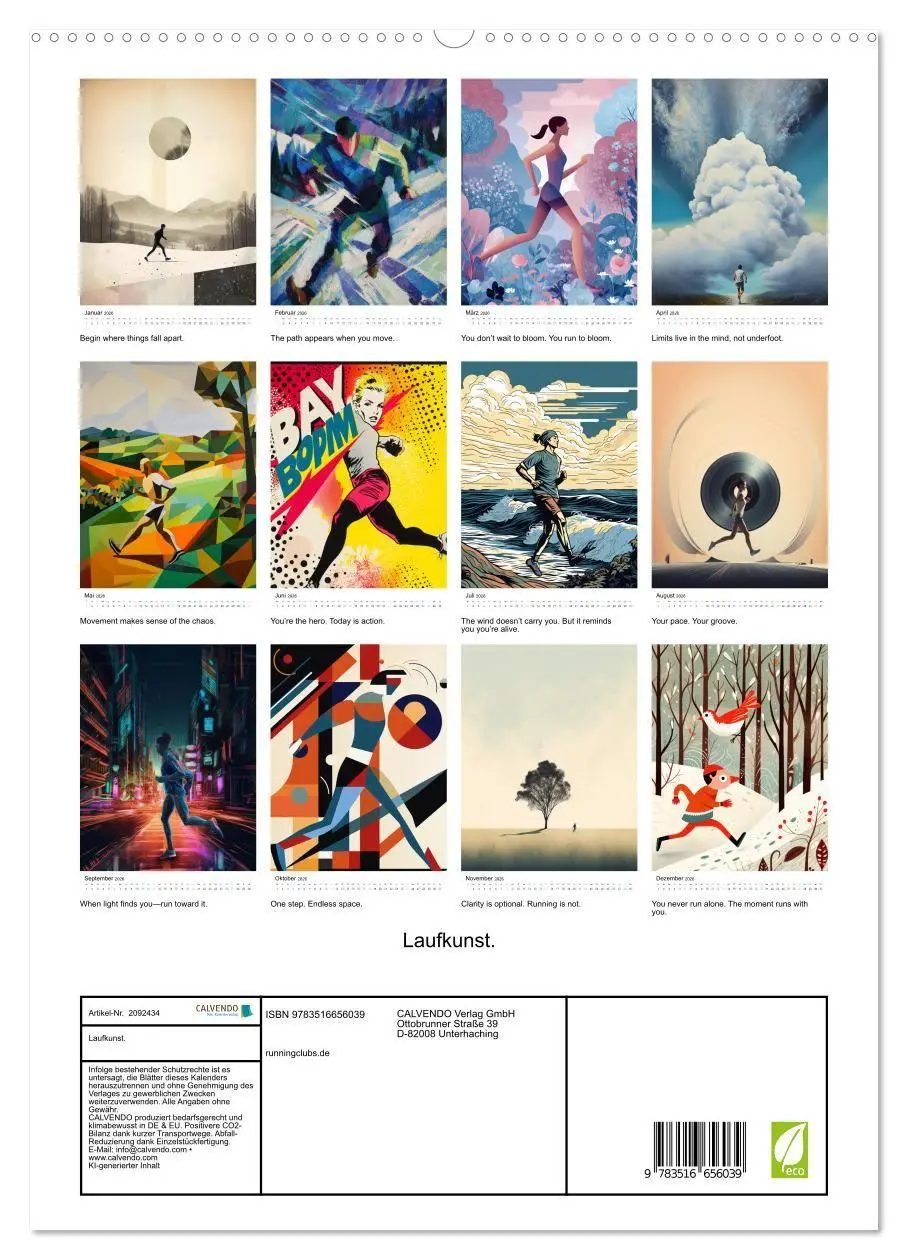 Bild: 9783516656039 | Laufkunst. (hochwertiger Premium Wandkalender 2026 DIN A2 hoch),...