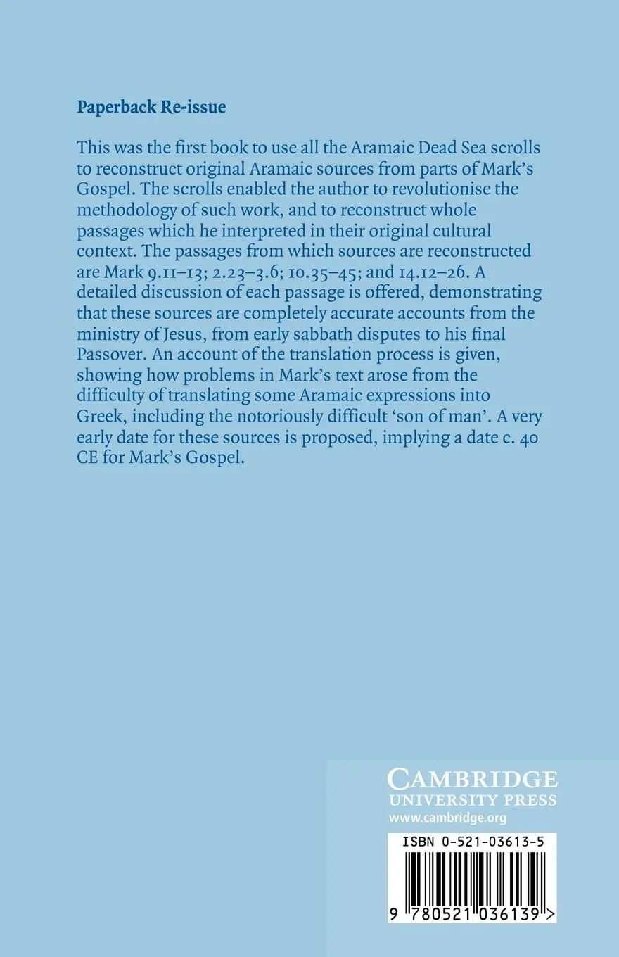 Rückseite: 9780521036139 | Aramaic Sources of Mark's Gospel | Maurice Casey | Taschenbuch | 2007
