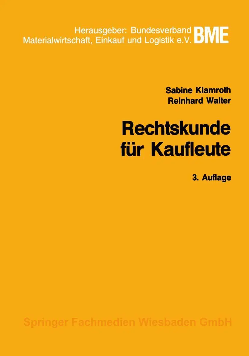 Cover: 9783409036139 | Rechtskunde für Kaufleute | Reinhard Walter (u. a.) | Taschenbuch | vi