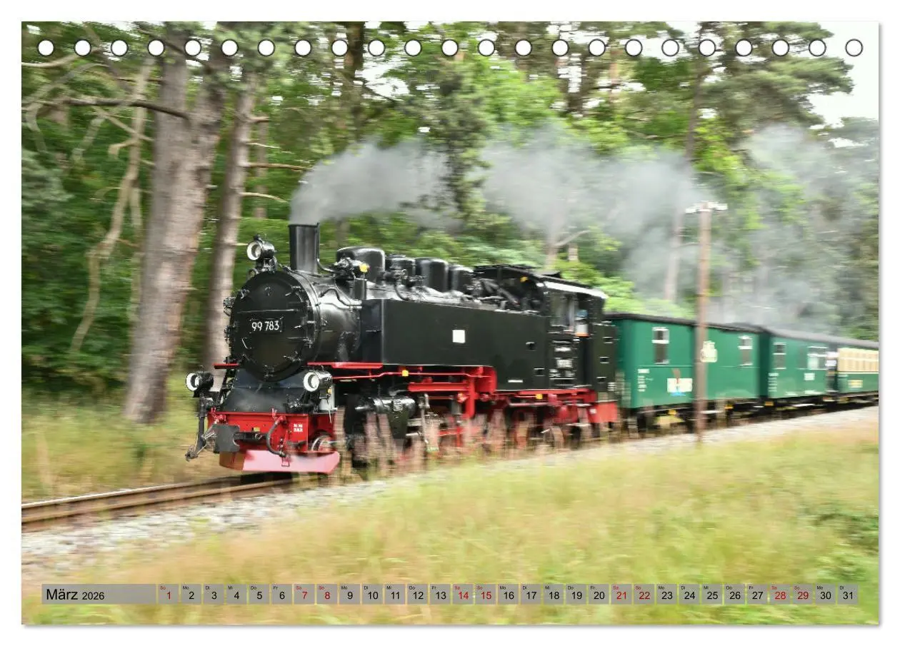 Bild: 9783457626139 | Mit Dampf durch die Natur Rügens (Tischkalender 2026 DIN A5 quer),...