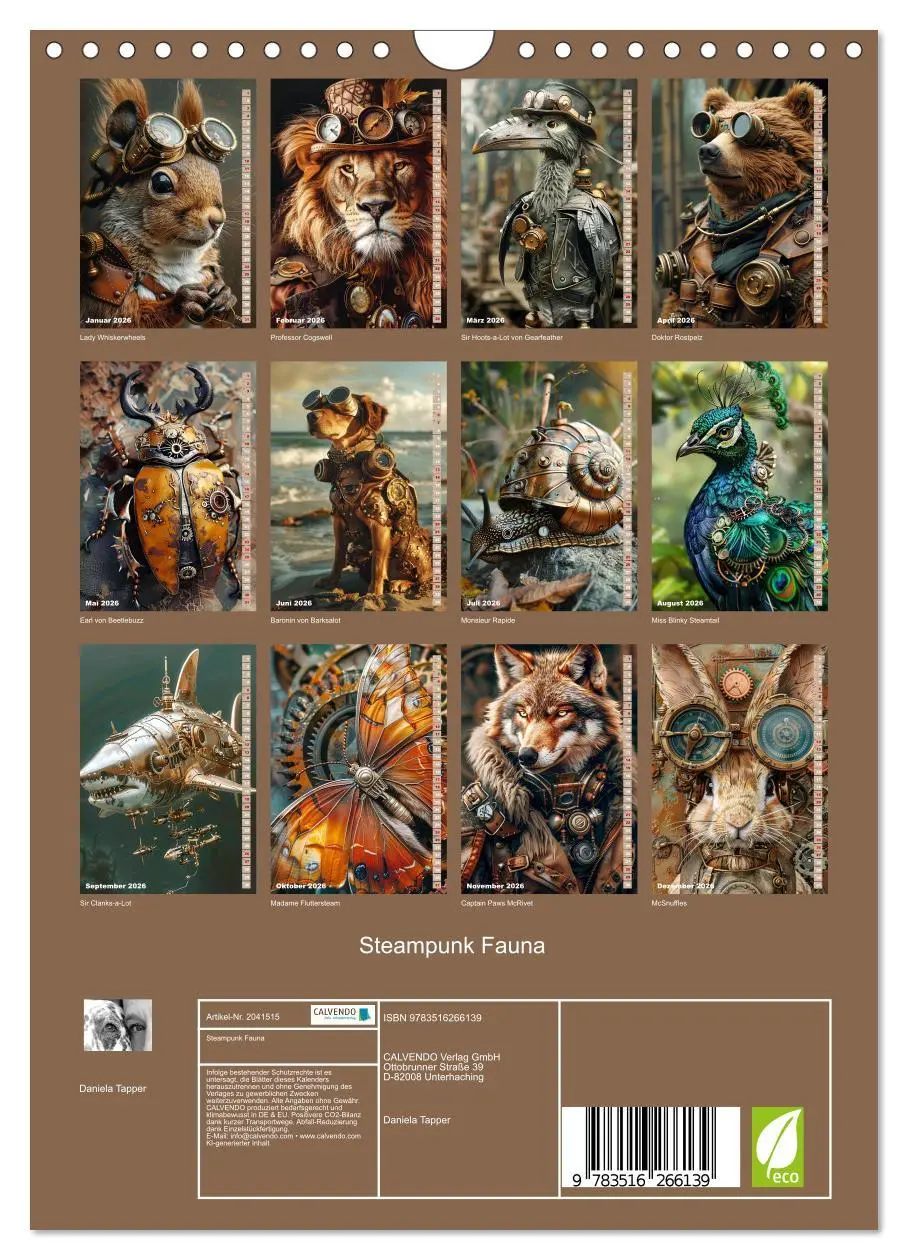 Bild: 9783516266139 | Steampunk Fauna (Wandkalender 2026 DIN A4 hoch), CALVENDO...
