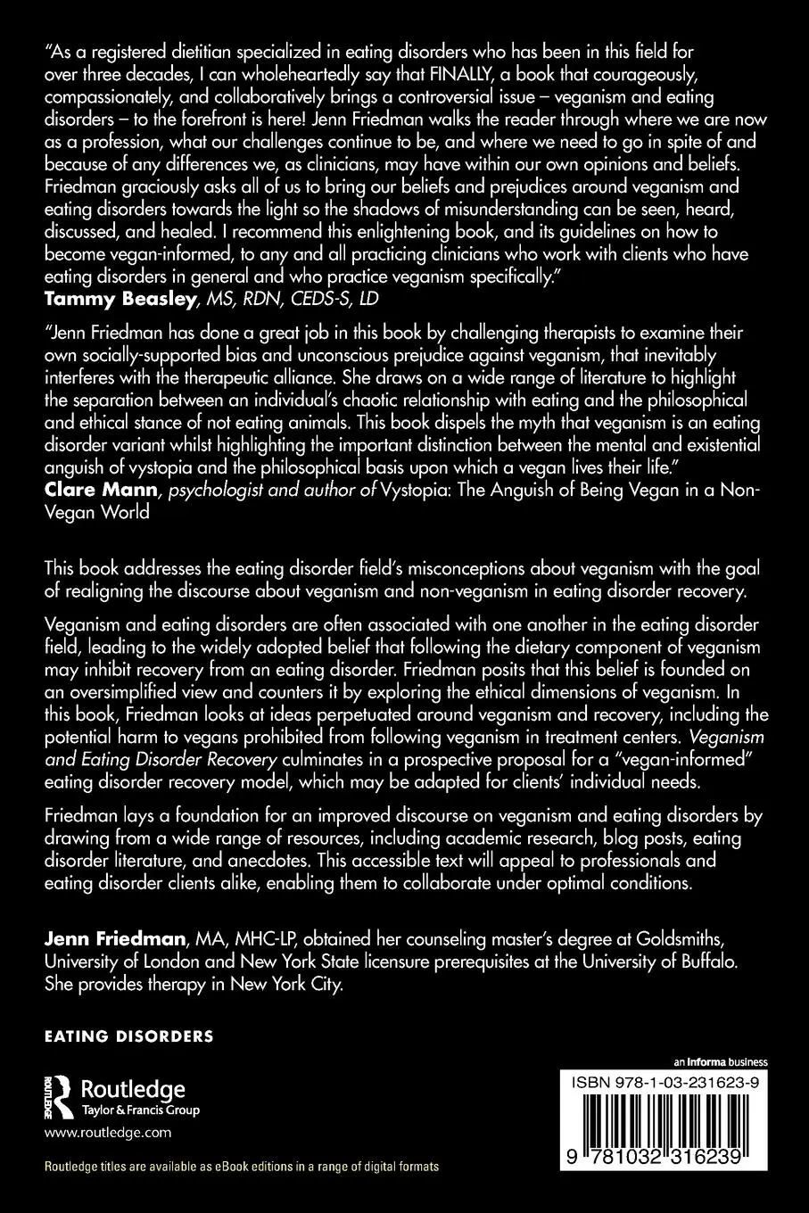 Rückseite: 9781032316239 | Veganism and Eating Disorder Recovery | Jenn Friedman | Taschenbuch