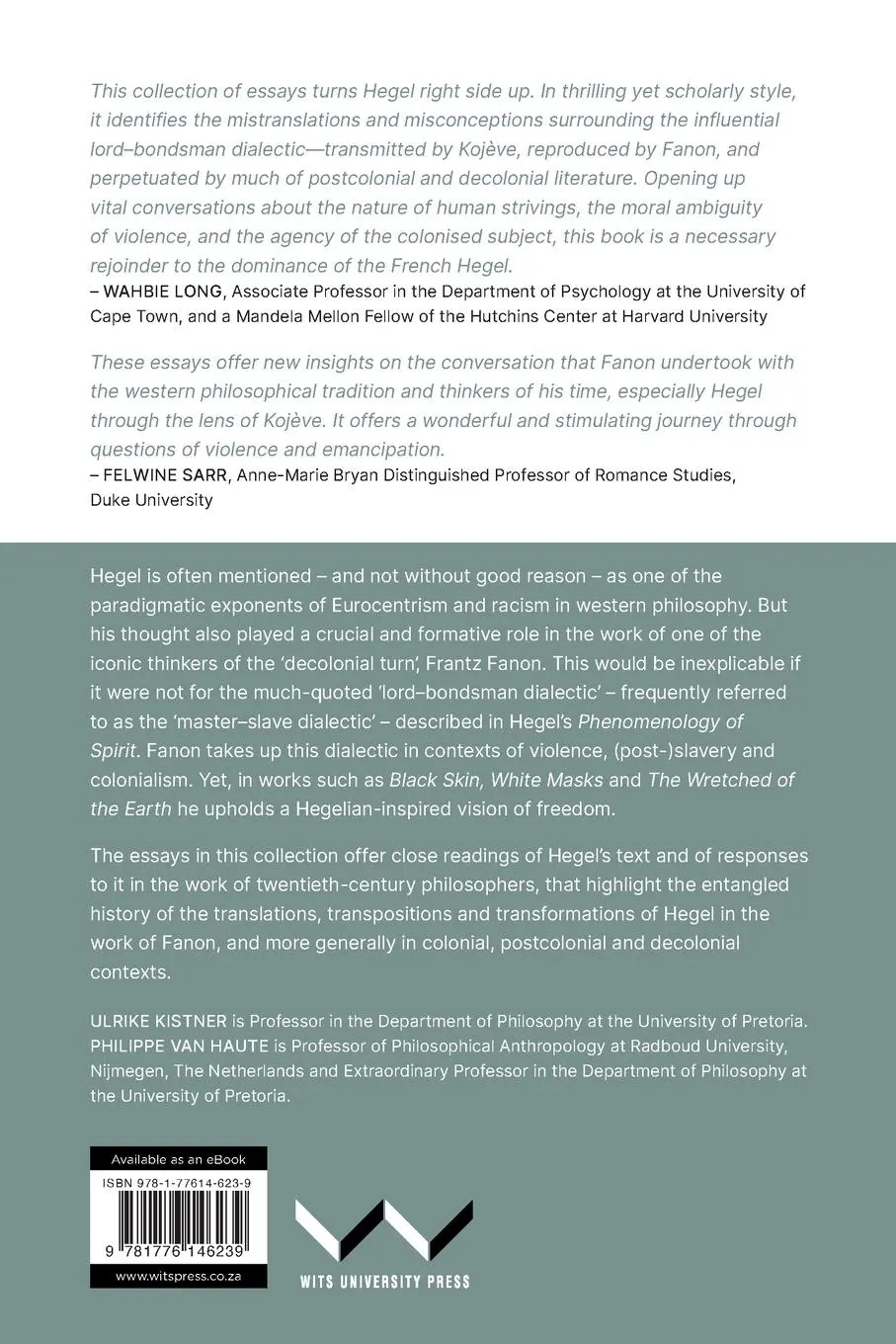 Rückseite: 9781776146239 | Violence, Slavery and Freedom Between Hegel and Fanon | Taschenbuch