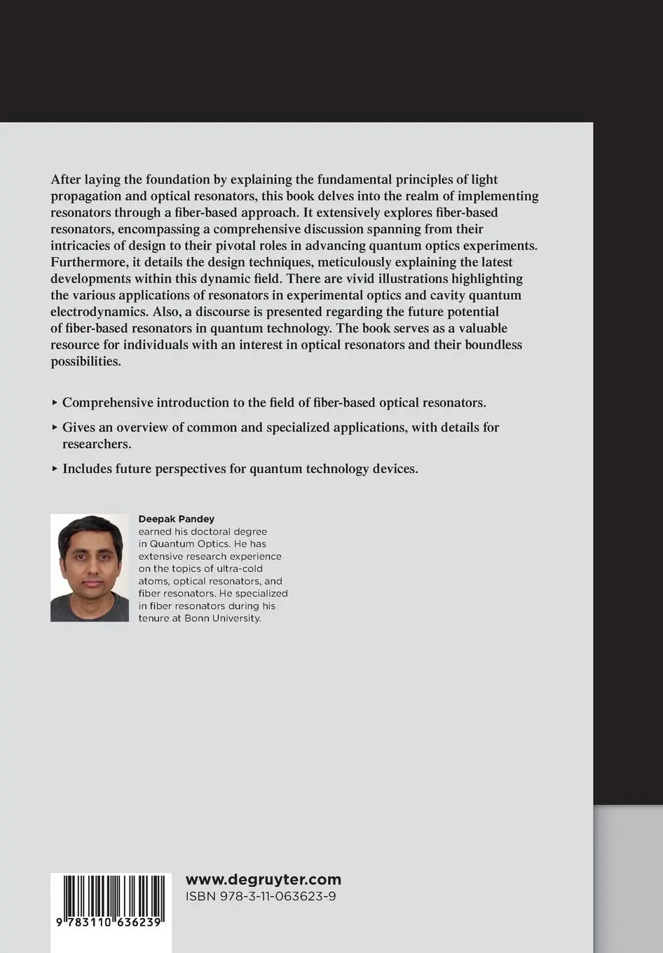 Rückseite: 9783110636239 | Fiber-Based Optical Resonators | Deepak Pandey | Taschenbuch | XII