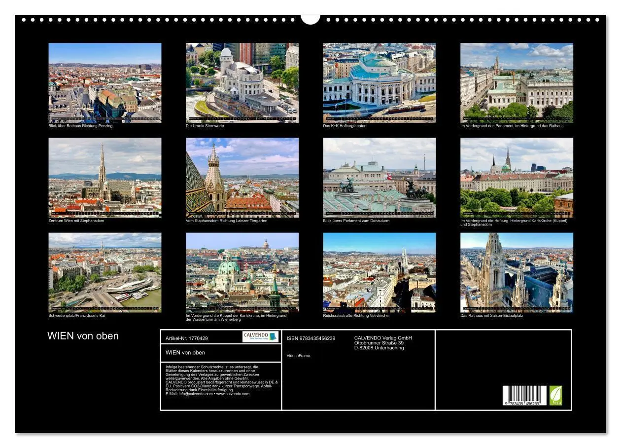 Bild: 9783435456239 | WIEN von oben (Wandkalender 2025 DIN A2 quer), CALVENDO Monatskalender