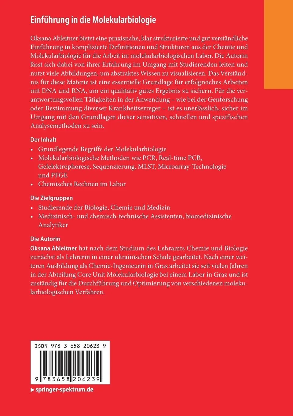 Rückseite: 9783658206239 | Einführung in die Molekularbiologie | Oksana Ableitner | Taschenbuch