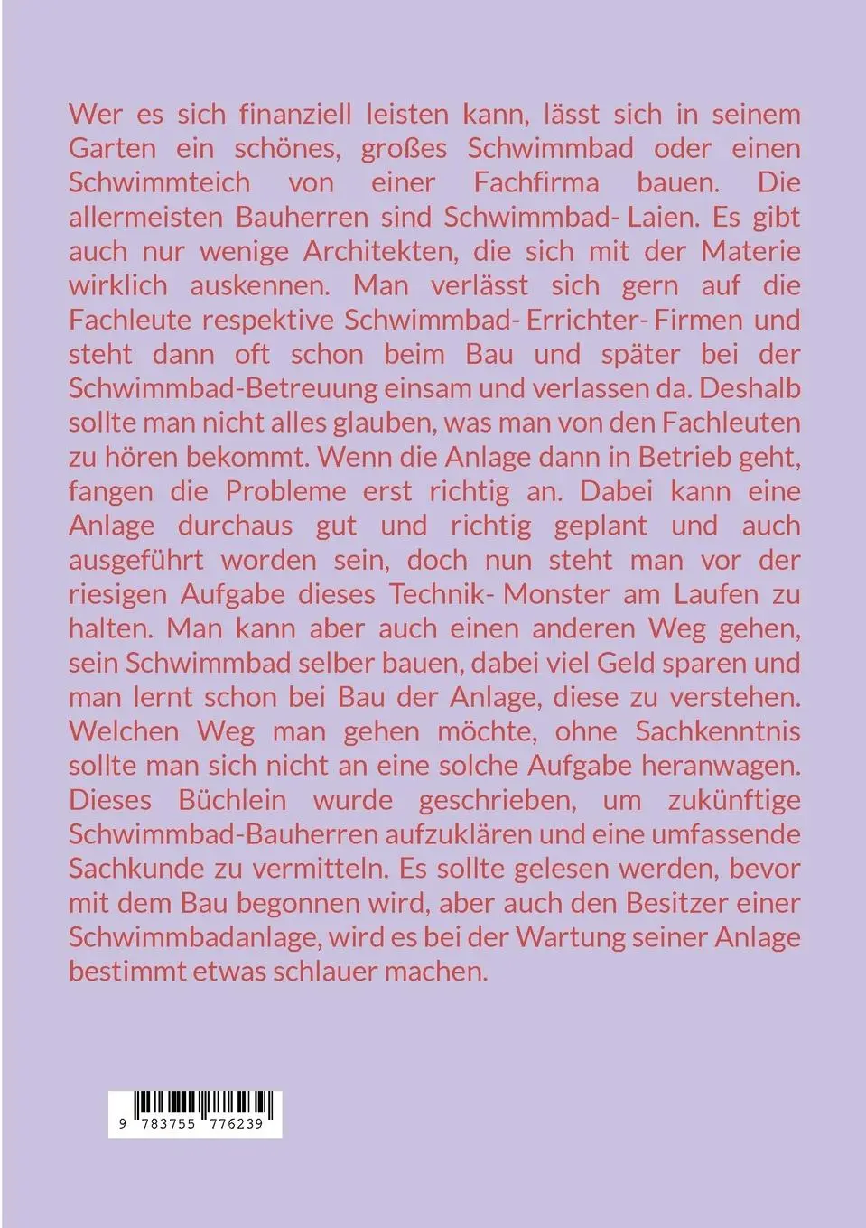Rückseite: 9783755776239 | Das Schwimmbad A B C | Der Eigenbau eines Schwimmbades | Menzel | Buch