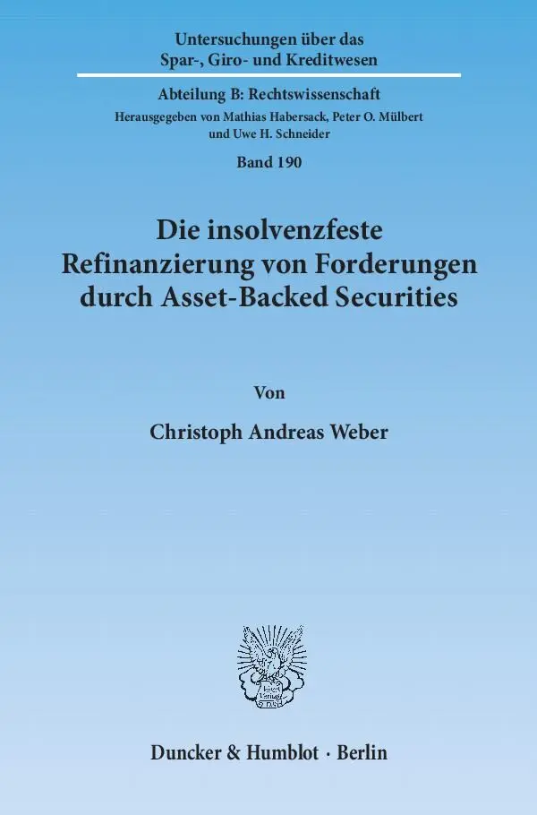Cover: 9783428136339 | Die insolvenzfeste Refinanzierung von Forderungen durch...