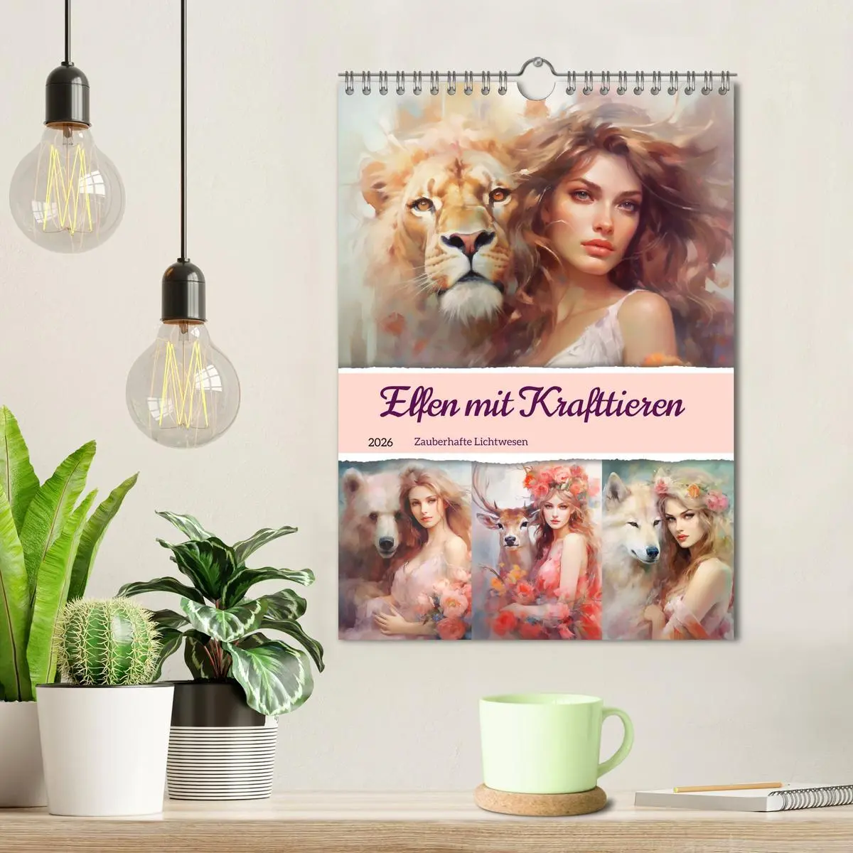 Bild: 9783516316339 | Elfen mit Krafttieren. Zauberhafte Lichtwesen (Wandkalender 2026...