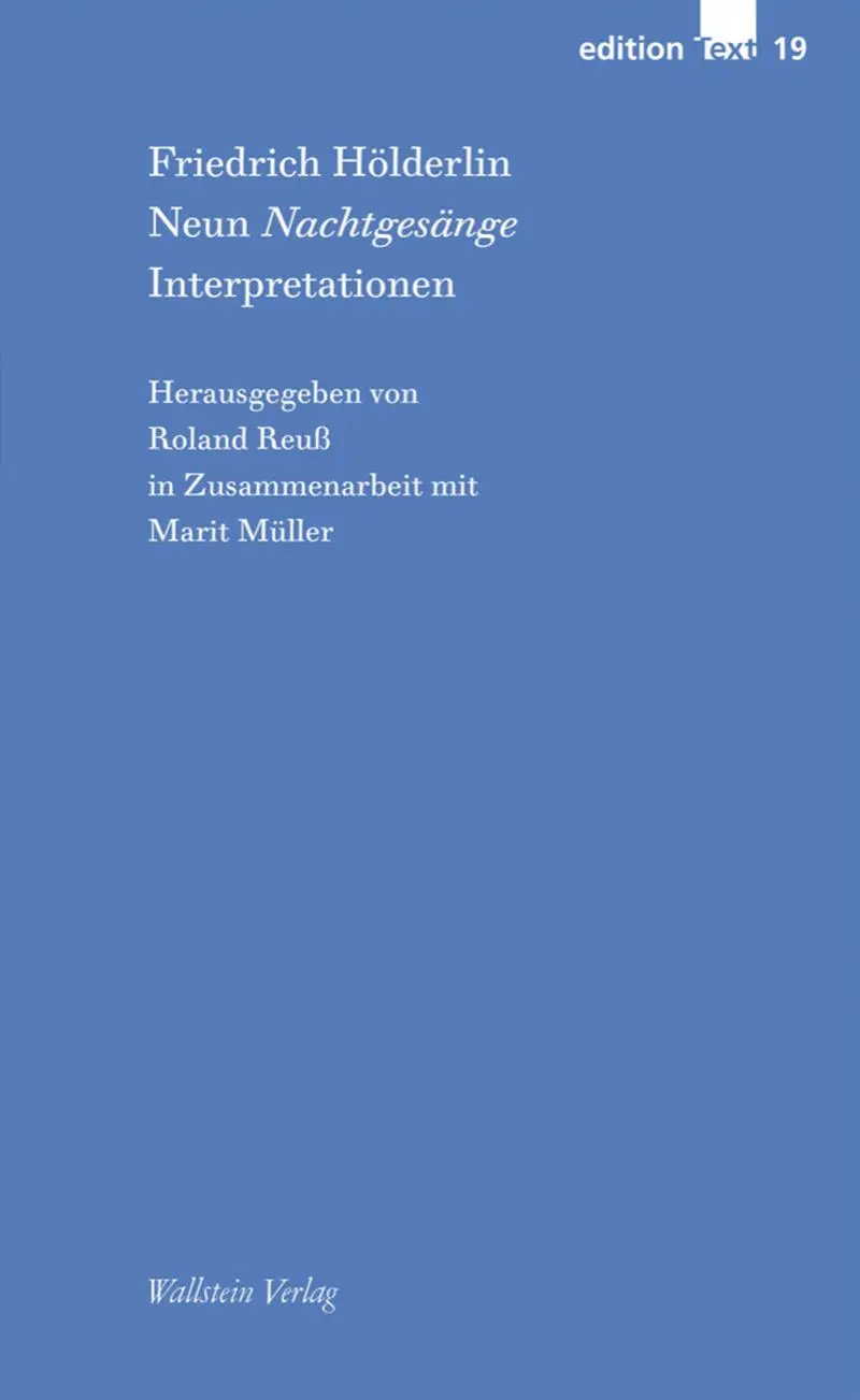 Cover: 9783835336339 | Neun Nachtgesänge | Interpretationen, edition Text 19 | Hölderlin