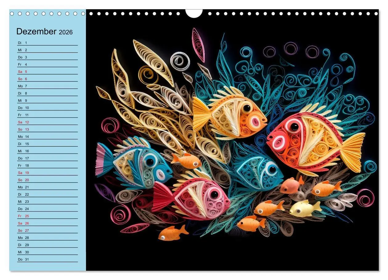 Bild: 9783457526439 | Tierwelt mit Quilling (Wandkalender 2026 DIN A3 quer), CALVENDO...