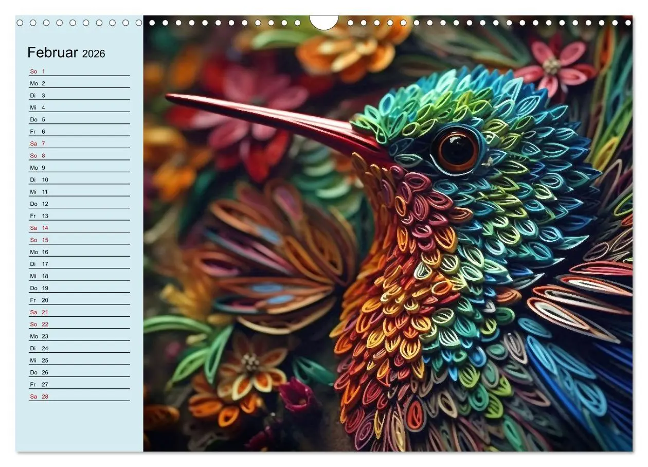 Bild: 9783457526439 | Tierwelt mit Quilling (Wandkalender 2026 DIN A3 quer), CALVENDO...