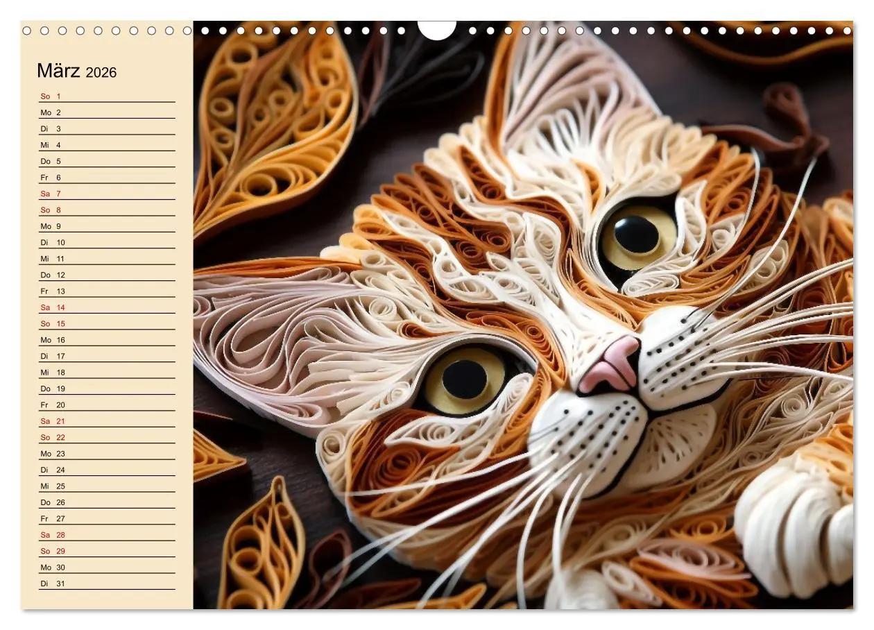 Bild: 9783457526439 | Tierwelt mit Quilling (Wandkalender 2026 DIN A3 quer), CALVENDO...