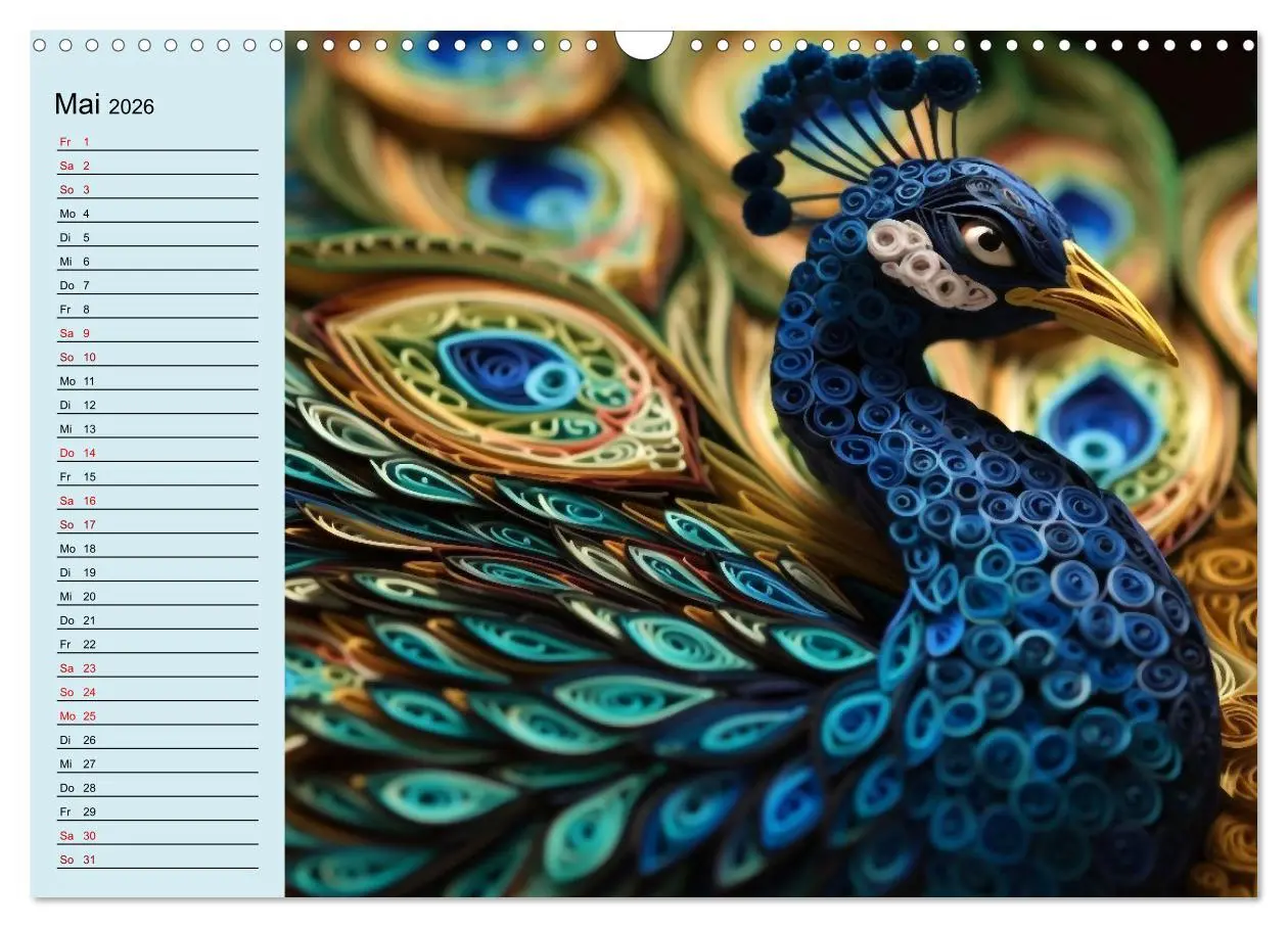 Bild: 9783457526439 | Tierwelt mit Quilling (Wandkalender 2026 DIN A3 quer), CALVENDO...