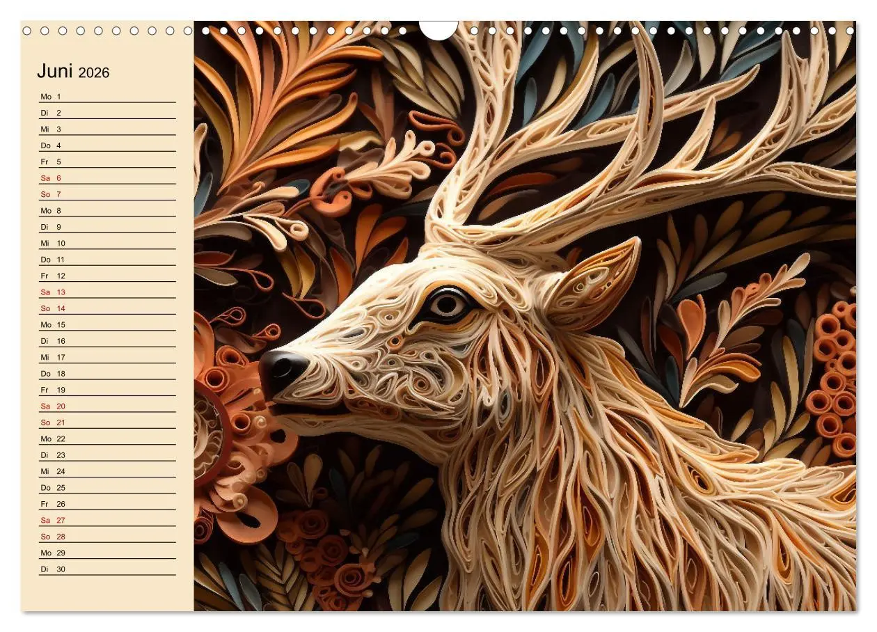 Bild: 9783457526439 | Tierwelt mit Quilling (Wandkalender 2026 DIN A3 quer), CALVENDO...