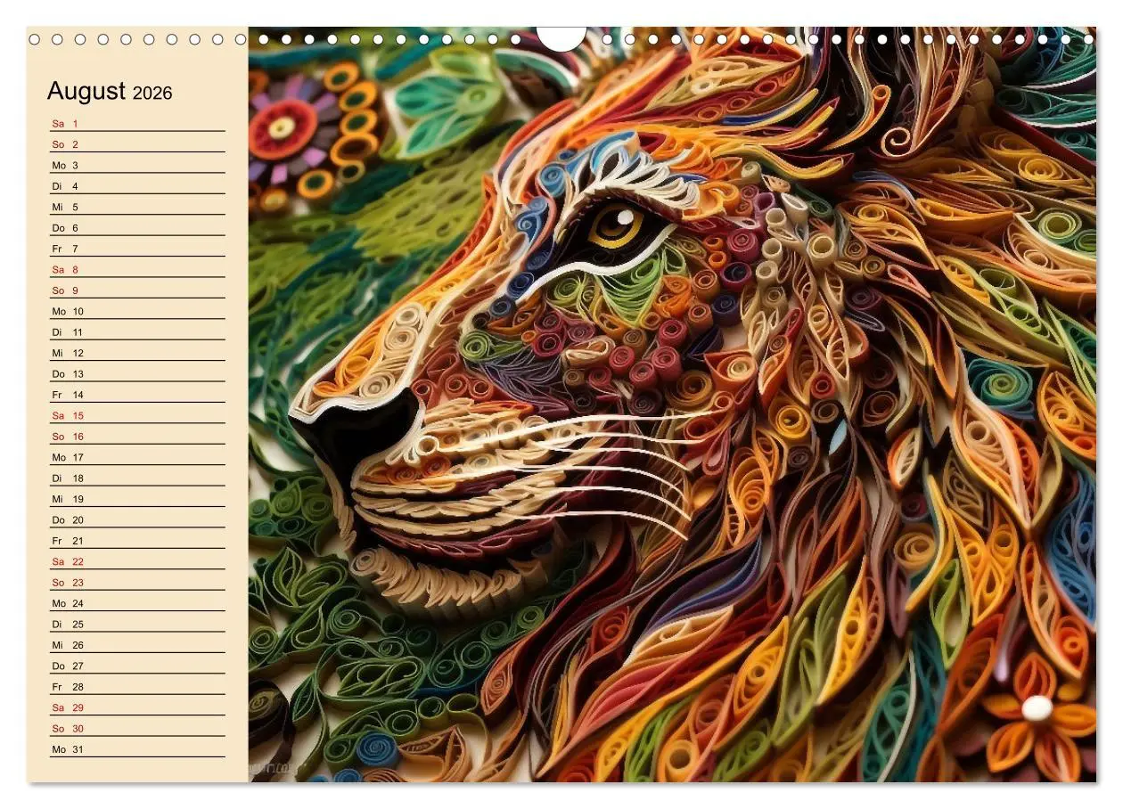 Bild: 9783457526439 | Tierwelt mit Quilling (Wandkalender 2026 DIN A3 quer), CALVENDO...