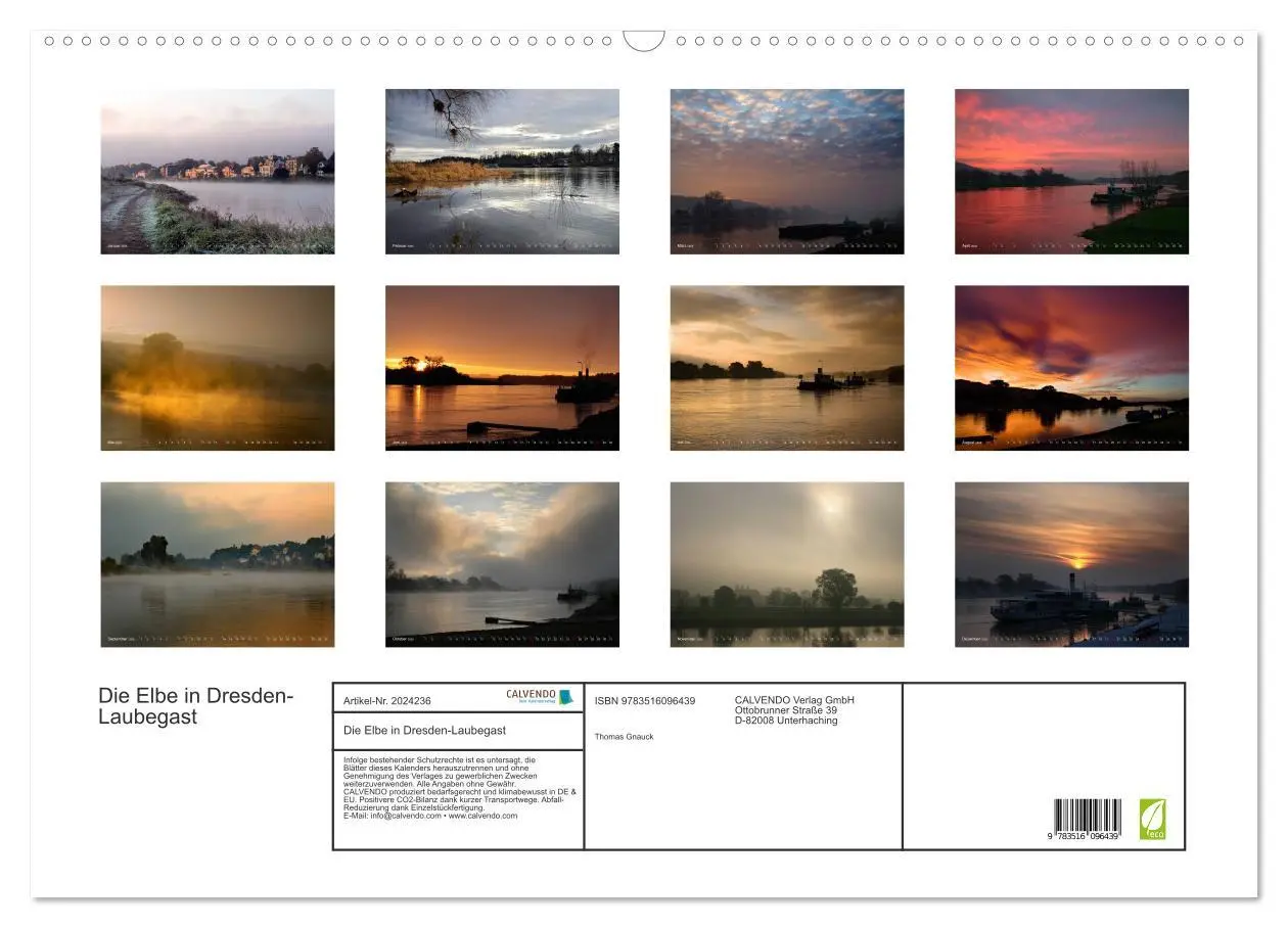 Bild: 9783516096439 | Die Elbe in Dresden-Laubegast (Wandkalender 2026 DIN A2 quer),...