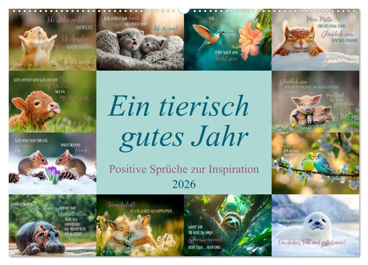 Cover: 9783516166439 | Ein tierisch gutes Jahr (Wandkalender 2026 DIN A2 quer), CALVENDO...