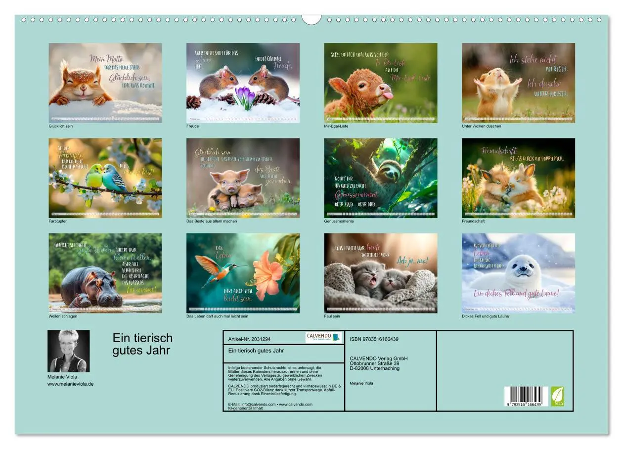 Bild: 9783516166439 | Ein tierisch gutes Jahr (Wandkalender 2026 DIN A2 quer), CALVENDO...
