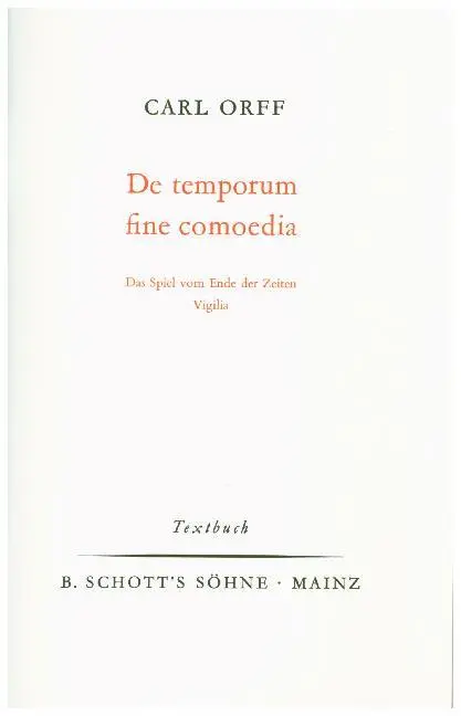 Cover: 9783795736439 | De temporum fine comoedia | Carl Orff | Broschüre | 48 S. | 1980