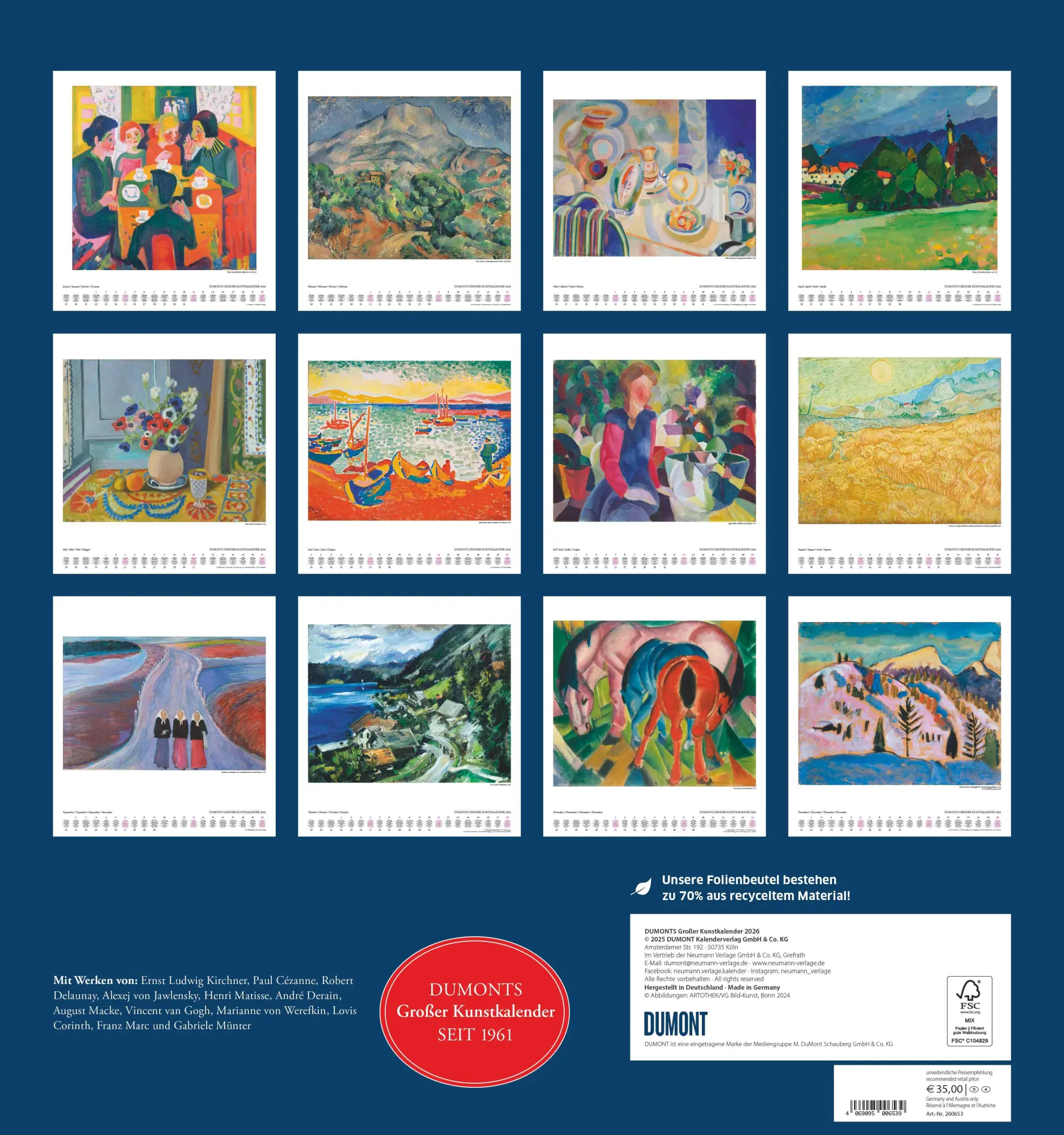 Bild: 4069095006539 | DUMONTS Großer Kunstkalender 2026 - Klassische Moderne,...
