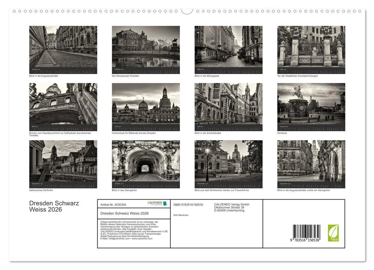 Bild: 9783516156539 | Dresden Schwarz Weiss 2026 (hochwertiger Premium Wandkalender 2026...