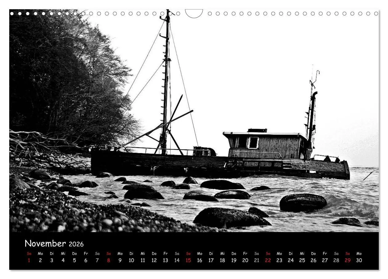 Bild: 9783516226539 | Rügen in schwarz-weiß (Wandkalender 2026 DIN A3 quer), CALVENDO...